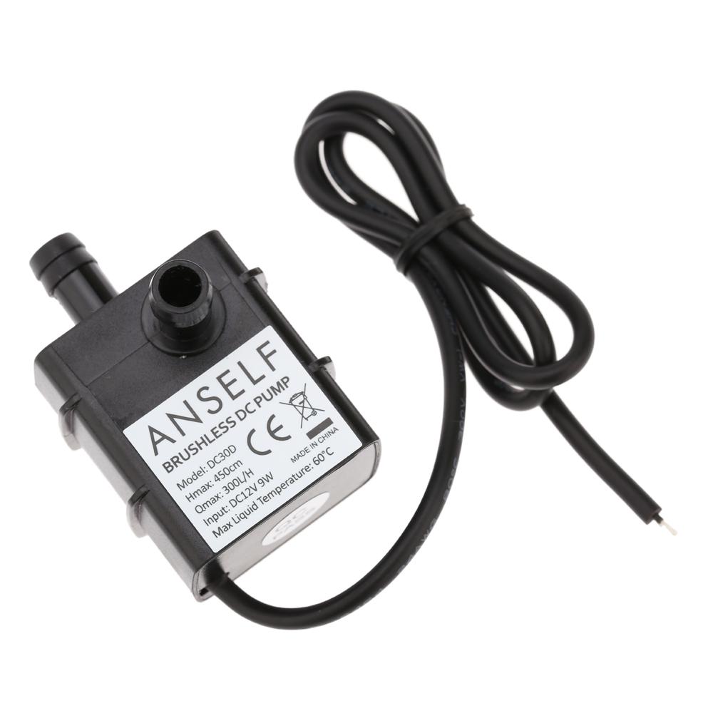 

Ultra-quiet Mini DC12V 9W Micro Brushless Water Oil Pump Waterproof Submersible Fountain Aquarium Circulating 300L/H Lift 450cm 12V