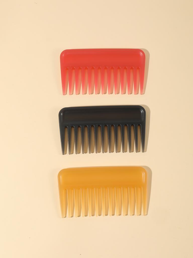 3pcs/set large tooth heat-resistant large tooth wide comb exfoliating hair comb multi-color flat comb Special for real hair wigs