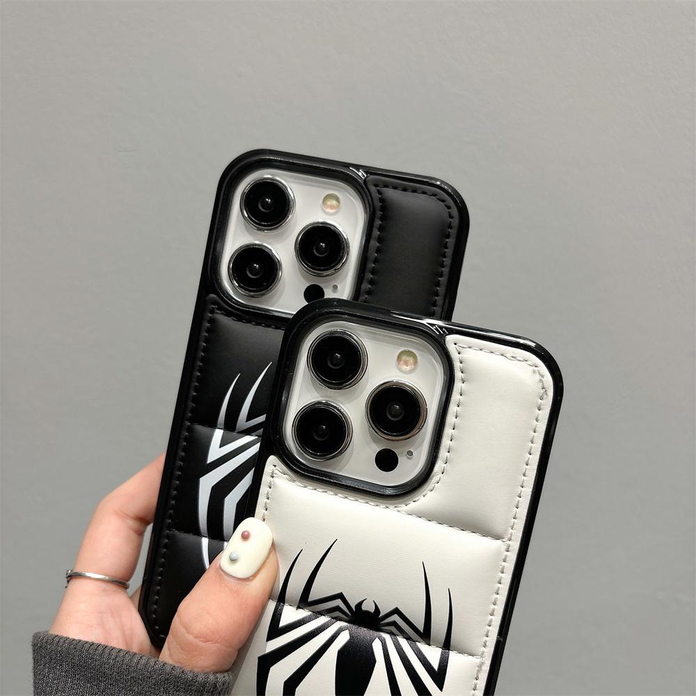 Red Spider Puffer Phone Case Man Black and White 3D Shockproof Phone Covers for iPhone 16 15 14 13 12 11 Pro Max Case for Sons