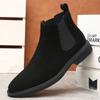 Autumn Men Genuine Leather Casual Shoes British Style Chelsea Boots Warm Plush Short Boots