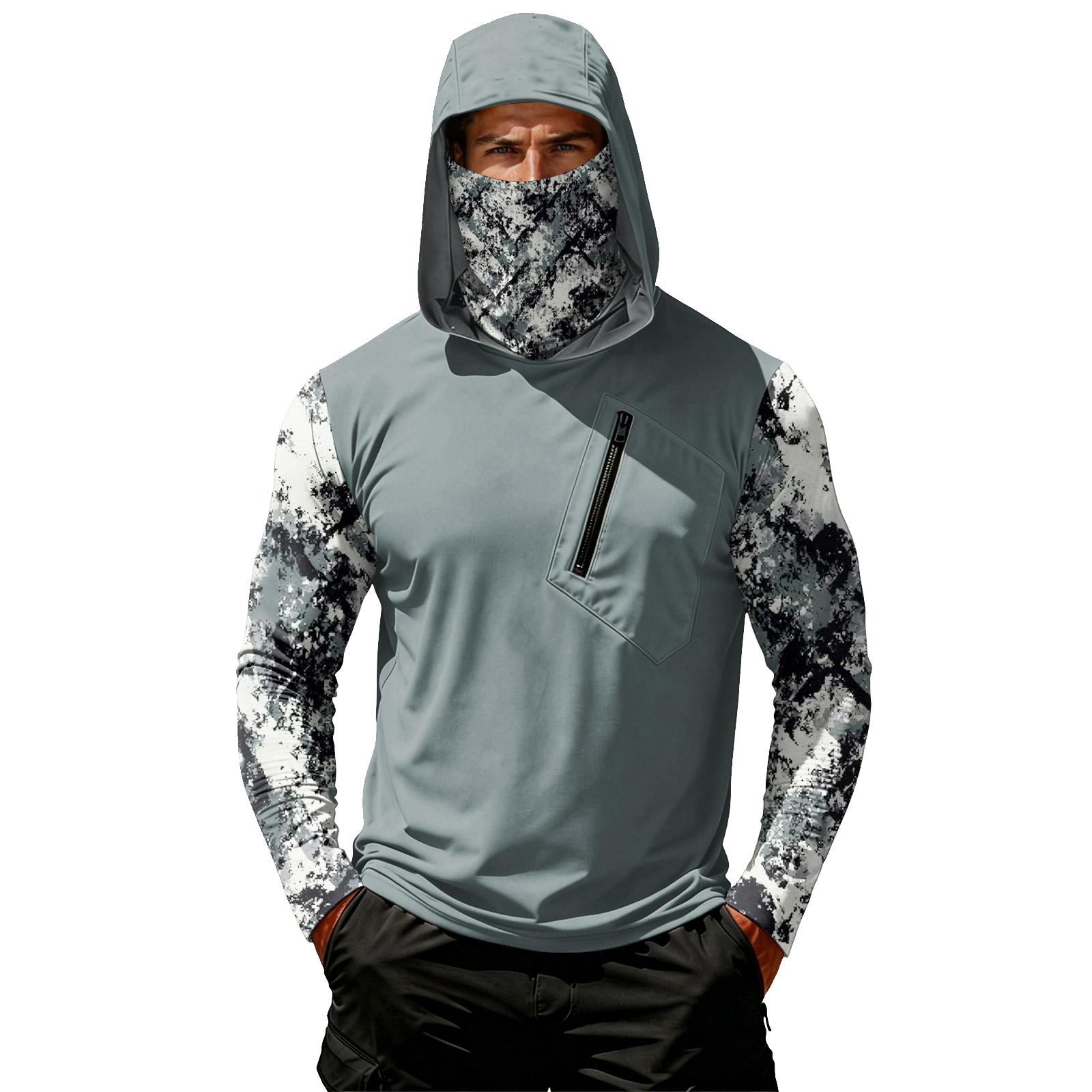 

Men s Casual Hooded Long Sleeve Sunscreen Top XL білий