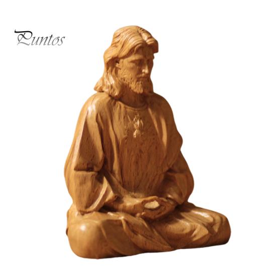 Resin Jesus Ornament Christ Statue Christmas Tabletop Decoration Holy Figurine Sit in Jesus-inspired Holiday Decor Meditation for Tables Mantel