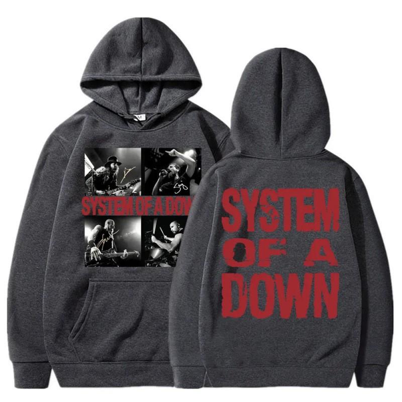 Mens Graphic Hoodie Rock Band System Of A Down Print Casual Sweatshirt Thin Fit