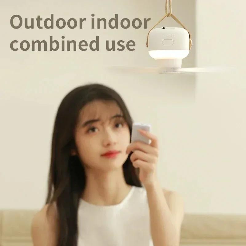 Portable Wireless Mini Ceiling Fan Light USB Remote Control Stand Night Light for Home Outdoor Camping - New Year Gift Idea