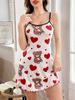 Women's Cute Bear-Themed Camisole Nightgown , Featuring Smooth Fabric and A Comfortable Fit