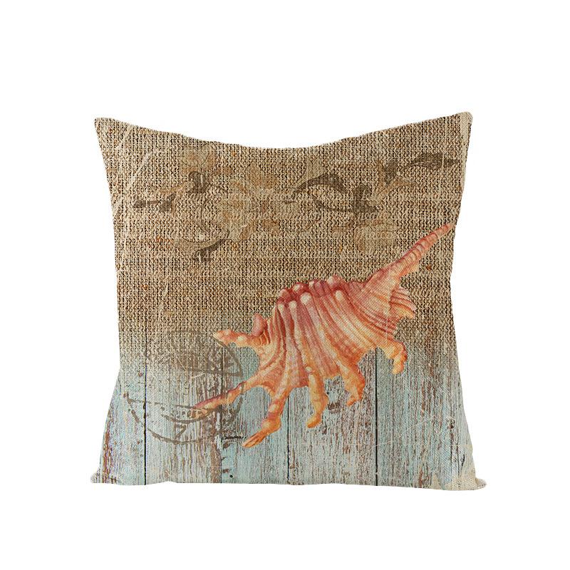 New Retro Style Polyester Pillow Cover Conch Shell Printed Cushion Pillow Cover Home Furnishings