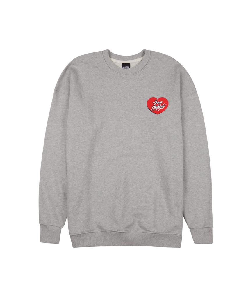 CREAM SODA LAB Human Highlight Sweatshirt Small Heart Gray Red