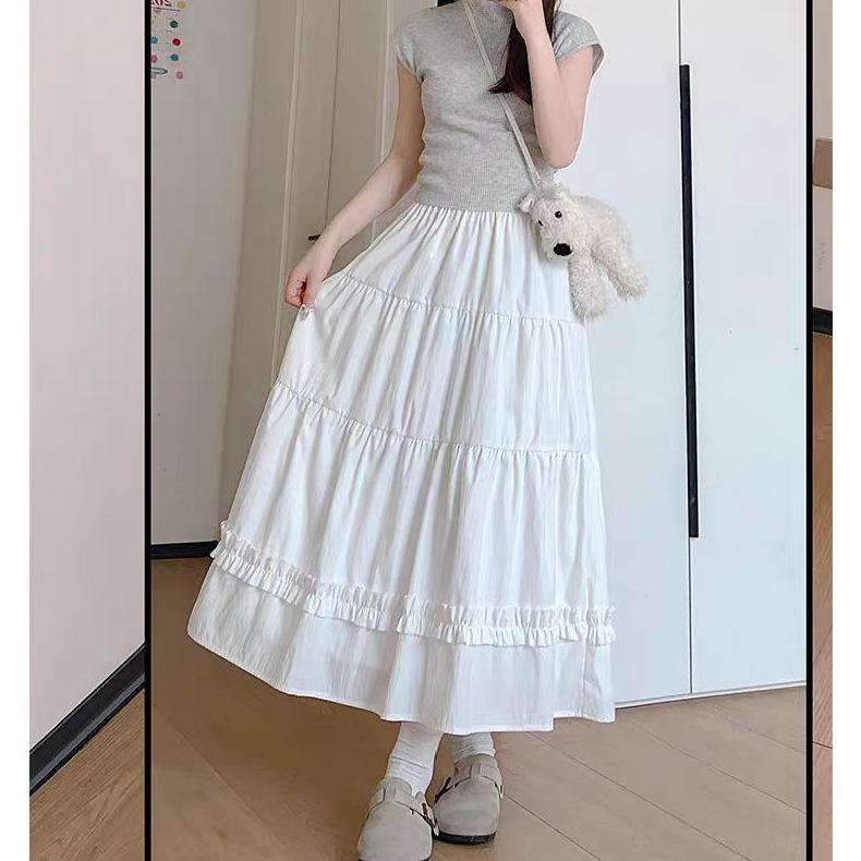 Women's Retro High-Waist A-Line Midi Skirt - Summer Slimming, Versatile, and Casual