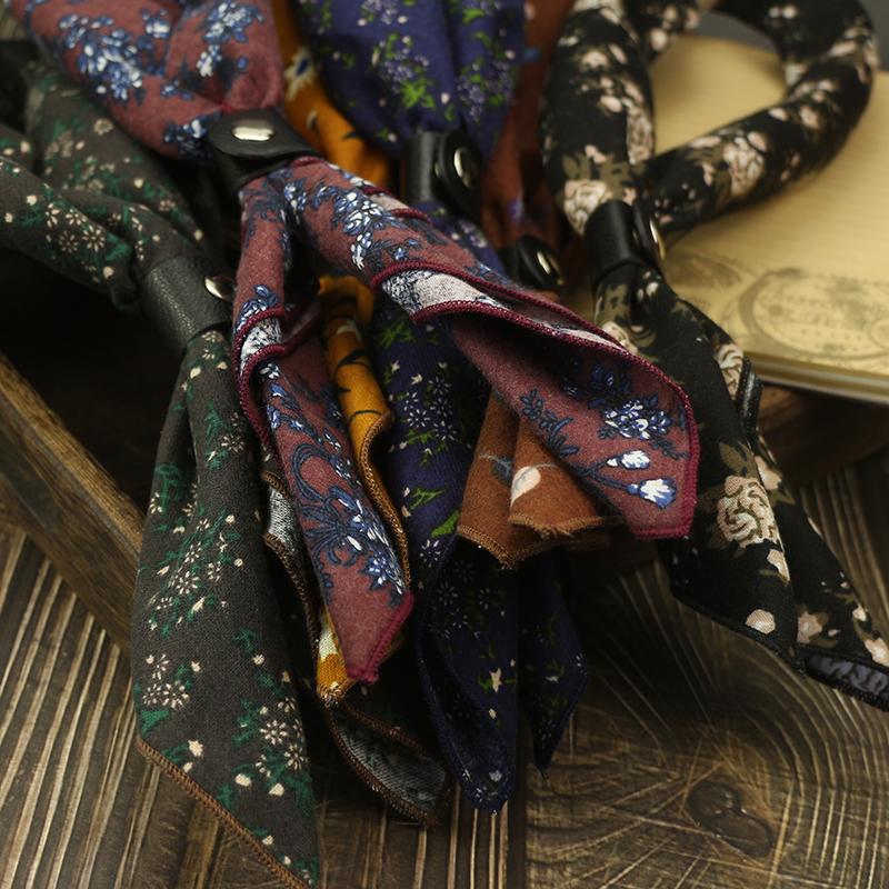 60*60CM Vintage Cotton Floral Cravat Scarf For Men Luxury Necktie Accessories Soft Ascot Scrunch Cravate Wedding Party Tie Gift