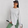 European-American Breathable Split-Side Long Sleeve Fitness Top for Running & Yoga