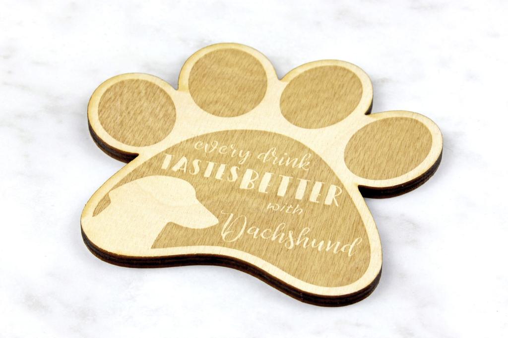 Dackel Kurzhaar, Wiener Hund, Dachshund - Tassenuntersetzer, gravierter Untersetzer mit Hund, Geschenk für Hundeliebhaber von der Marke Art-Dog