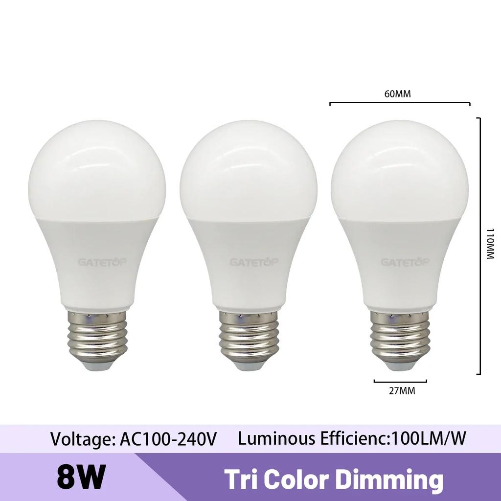 3pcs E27 B22 Energy Saving 3 Color Temperature CCT Bulb AC110V 220V 18W 24W Memory Function Color Temp Reset Light for Bedroom