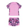 Front Zipper Closure Short Sleeves Stand Collar Tops + Elastic Waistband Shorts Floral Print Quickly Dry Swimwear 2Pcs Sets