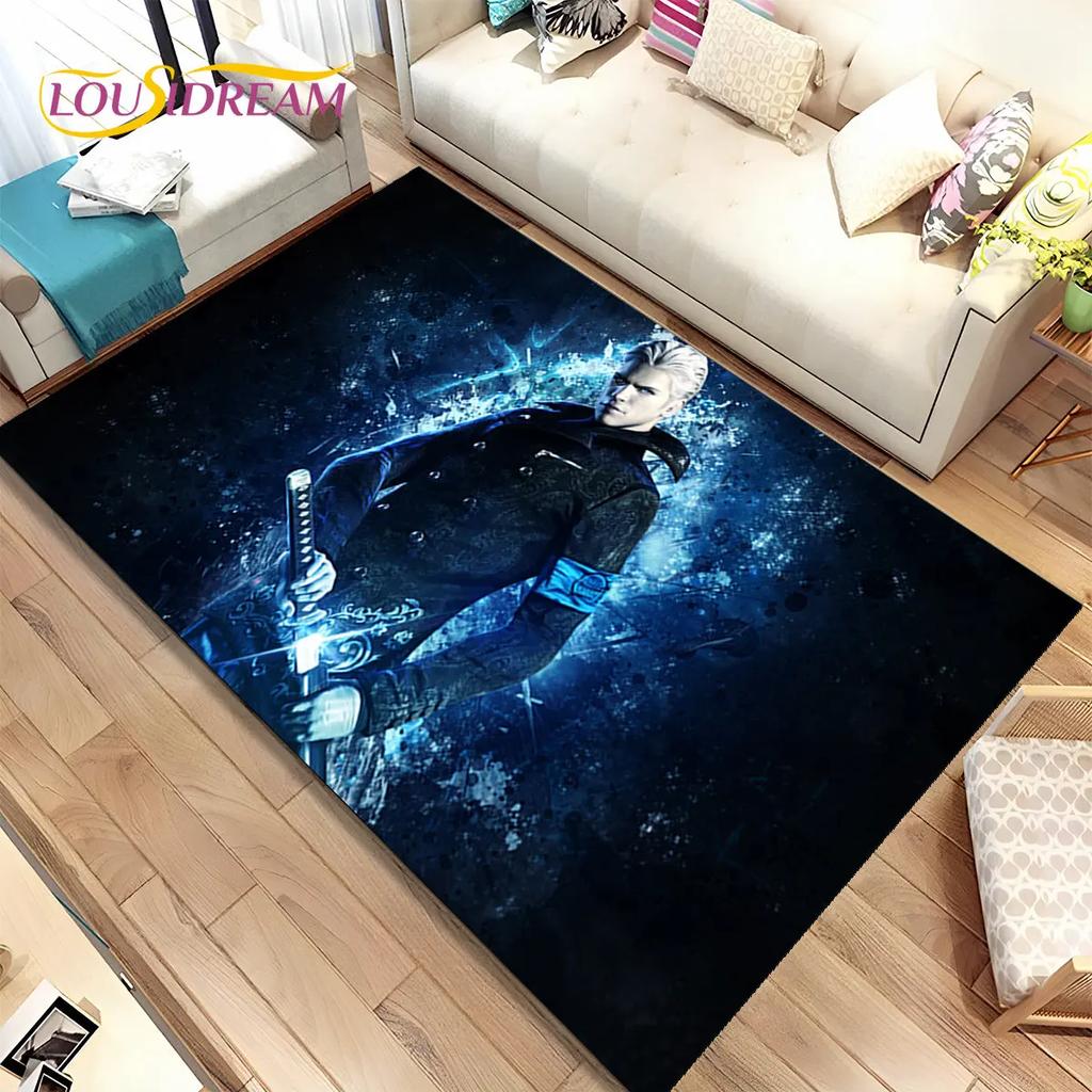 Tapis de jeu 3D HD D-Devil May Cry DMC, Tapis de sol pour salon, chambre à coucher, canapé, paillasson décoratif, tapis de sol antidérapant pour enfants