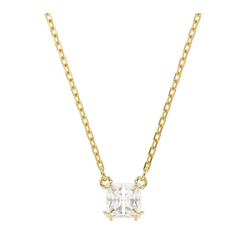 Swarovski Stilla Attract Square Pendant Synthetic Cubic Zirconia Necklace Women s Gold Plated 5693153