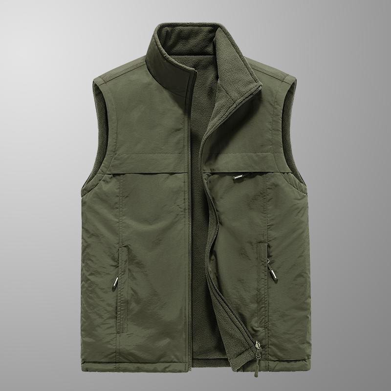 

Мужской теплый жилет для отдыха, мужской однотонный жилет в стиле инструментального шитья, для рыбалки, пешего туризма, с несколькими карманами, повседневный свободный жилет для мужчин 6XL армия зеленый