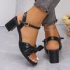 Fashion Buckle Strap 2025 Sandals Comfort Shoes for Women Square Toe Block Heels Large Size Suit Female  New Fashion