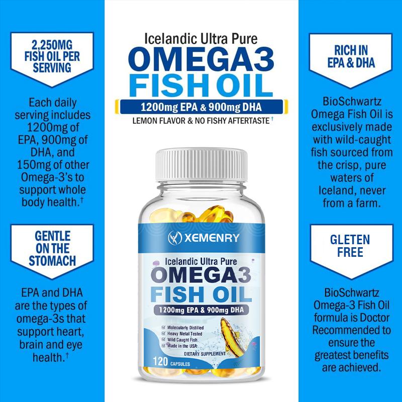 Omega 3 Fish Oil 4500mg - EPA, DHA - Heart, Brain, Skin & Joint Health