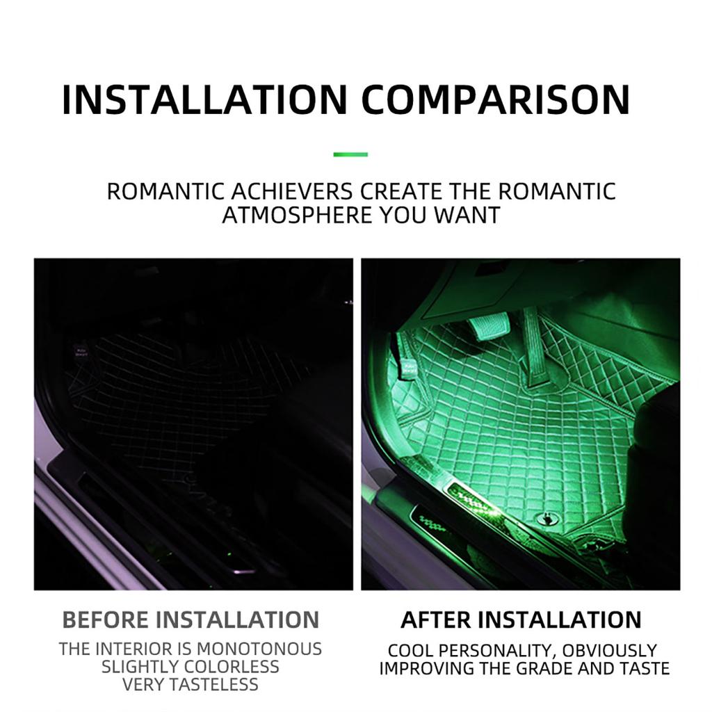 1 IN 4 Car Foot Lamp Symphony Car Interior Light Decorative Atmosphere Lights USB App Control Ambient Neon Light