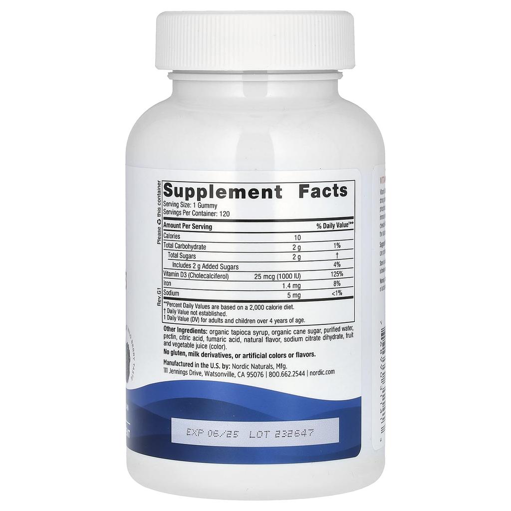 Vitamin D3 Gummies, Great Wild Berry, 25Mcg (1,000Iu), 120 Gummies