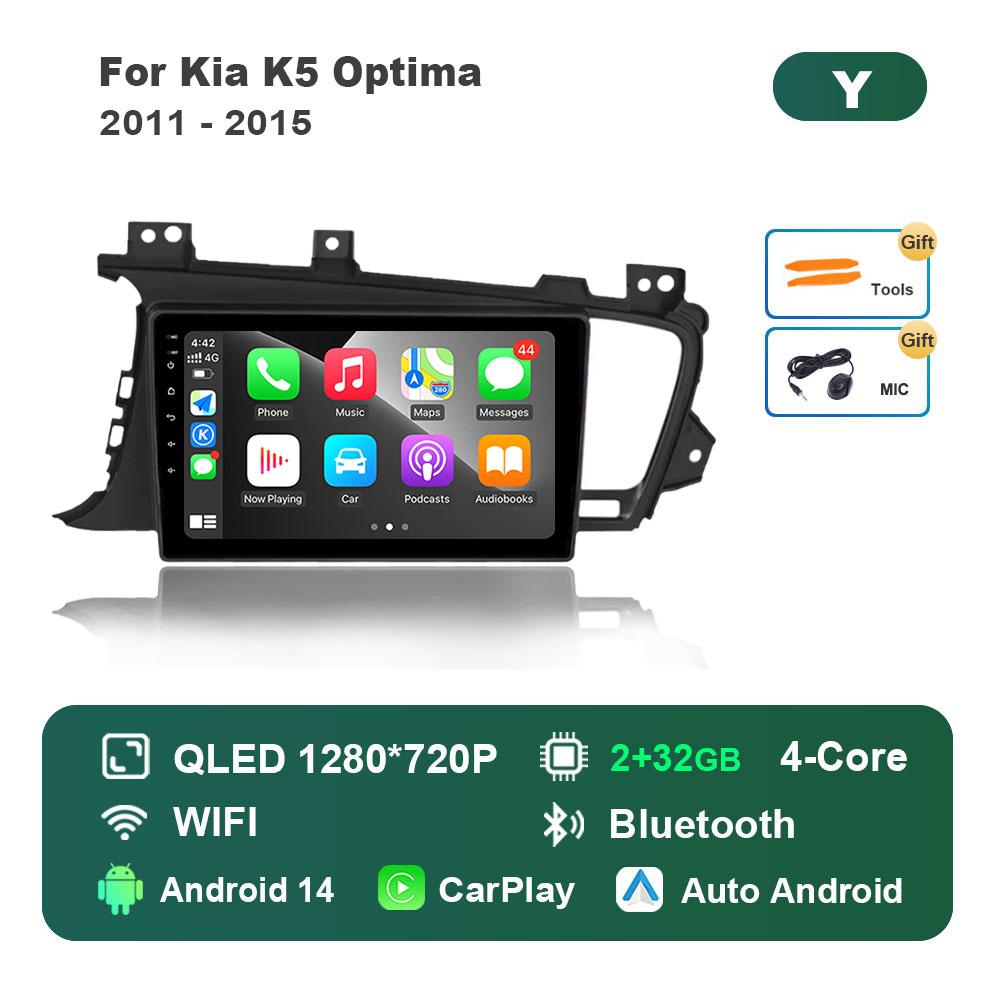 Bluetooth WiFi Navigation GPS for Kia K5 Optima 2011 - 2015 Android 14 Car Video Multimedia Player Split Screen 4G Auto Tools