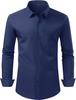 Camisa Social Masculina de Manga Longa Elástica Não Amassa - Cor Sólida