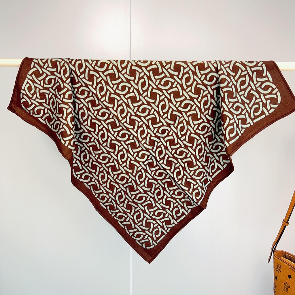 Autumn/Winter Silk Wool Scarf - Mulberry Silk Square with Hand-rolled Edges