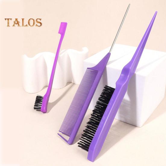 3Pcs/Set Hair Styling Comb Kit with Double-side Edge Control Teasing Bristle Brush Rat Tail Women Comb Back Brushing Combing Braiding Slicking