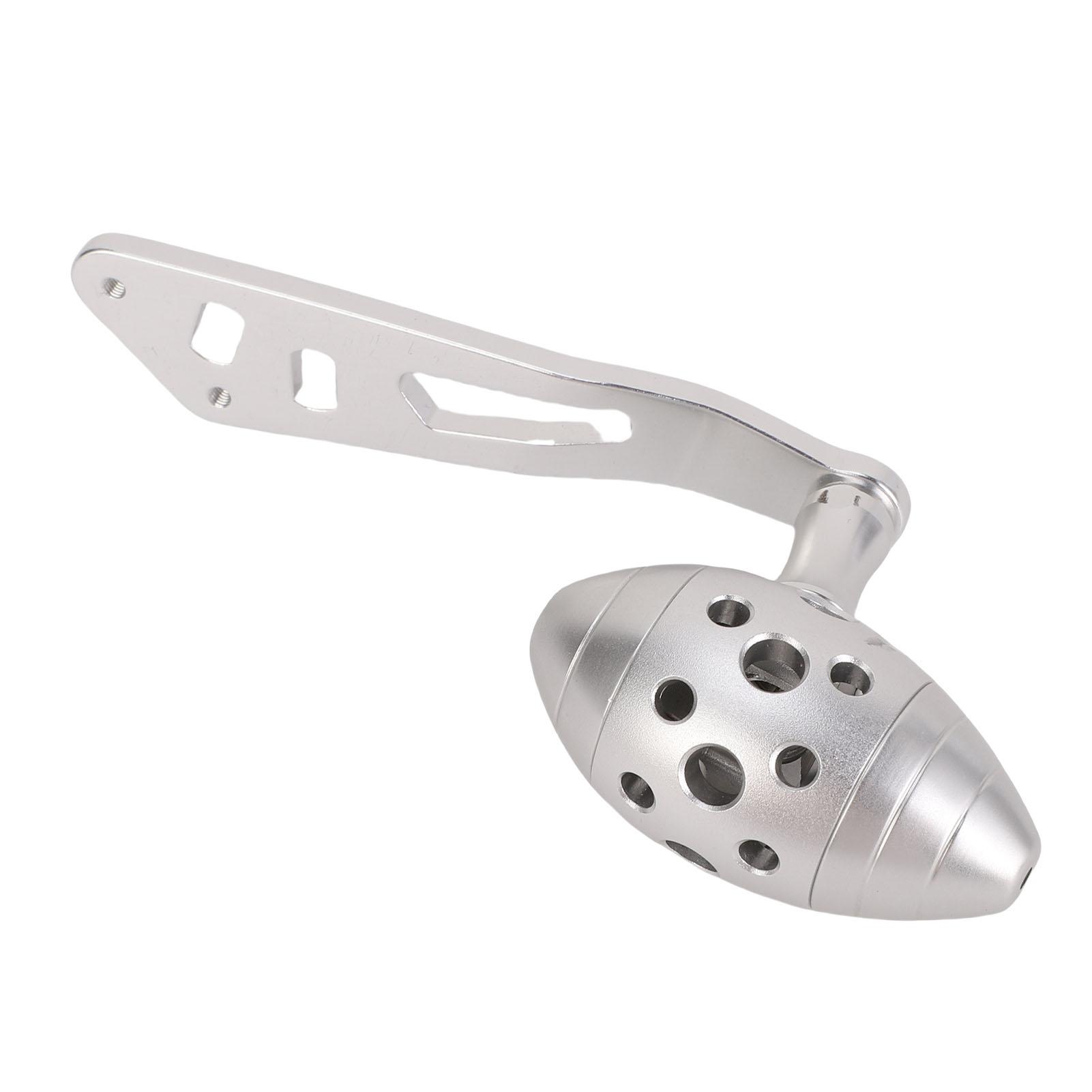 

Fishing Reel Handle Silver White Aluminum Alloy Single Baitcasting Reel Power Handle with Olive Shaped Knob for