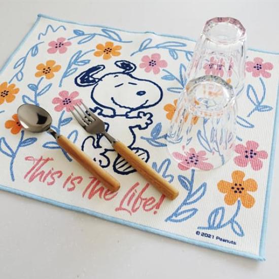 Snoopy Water Draining Mat with Flower Water SOUWA Hooks, Lunch, Absorbent,