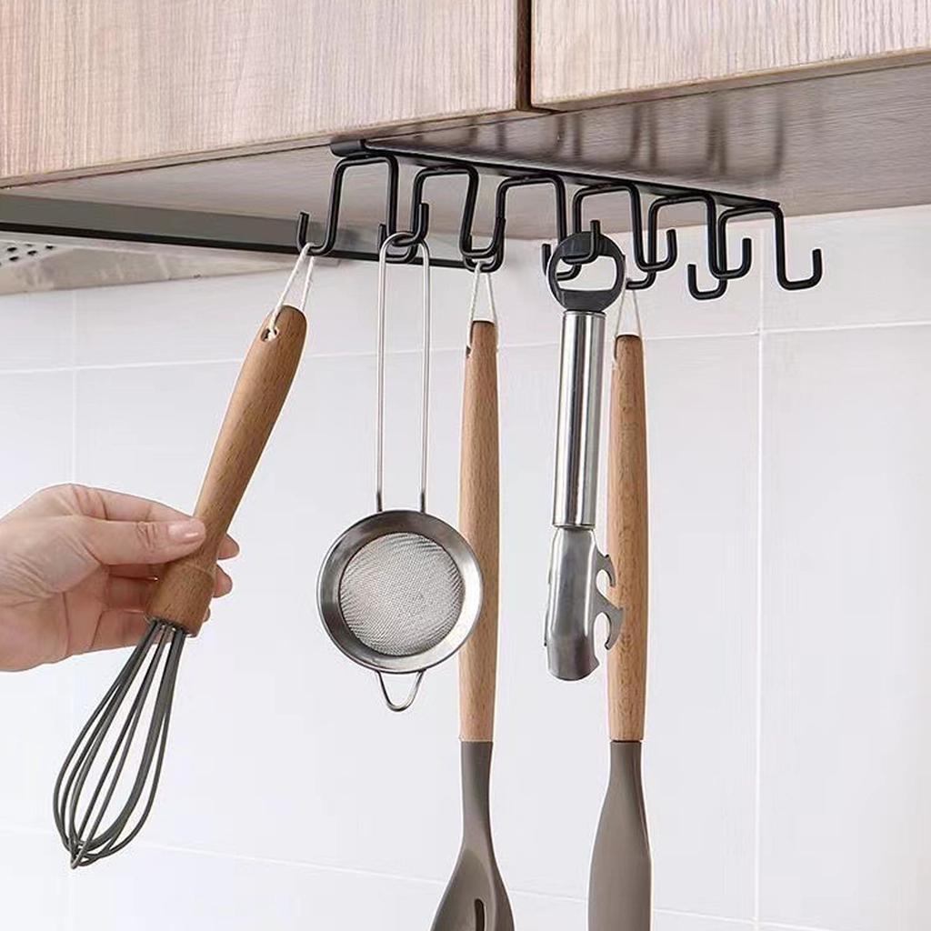 Cabinet Red Wine Glass Holder, Iron Double Row Cup Hook Storage Rack, Non Perforated Hanging Drainage Storage Rack.