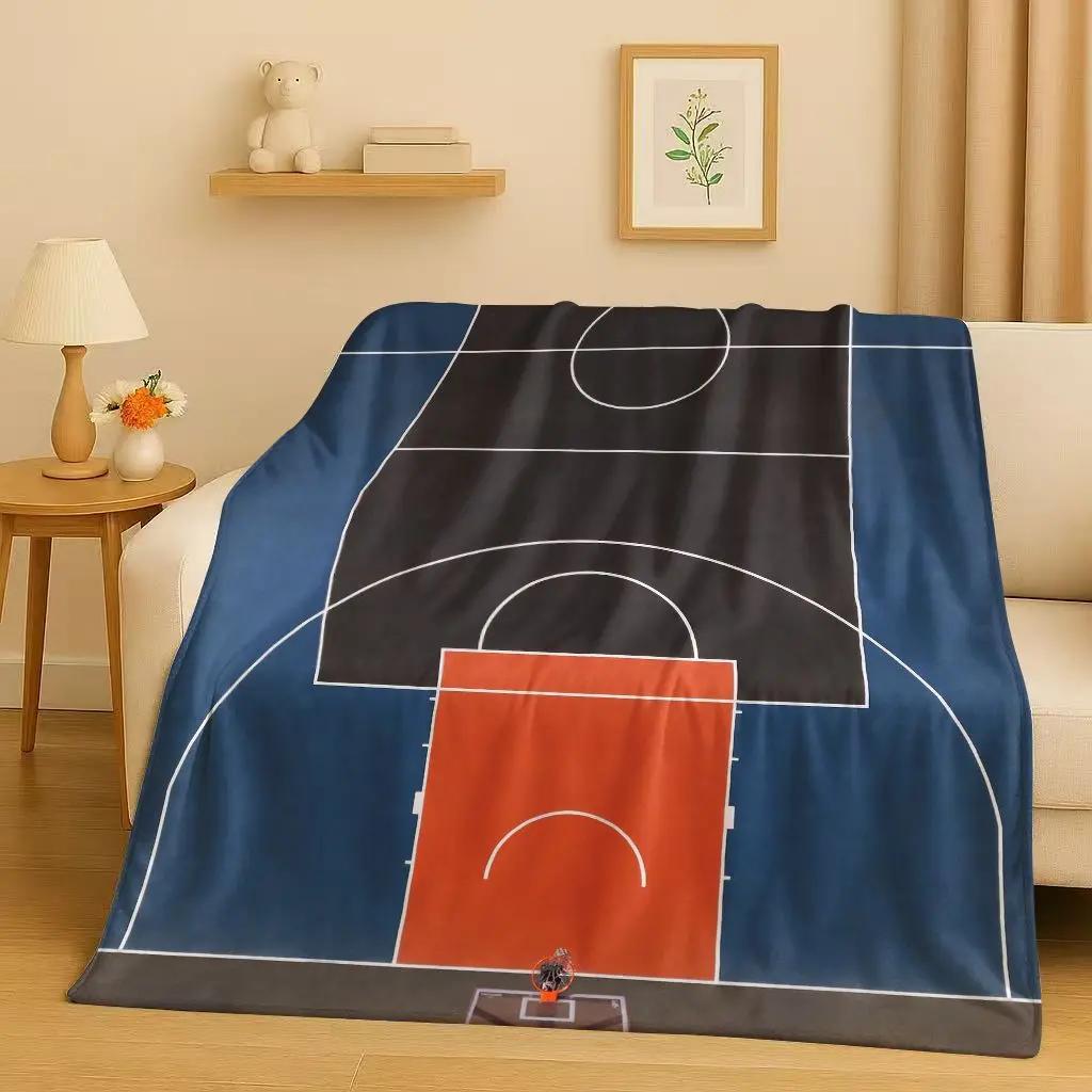 2026 New Basketball Court Art Flannel Blanket,Ultra Soft Warm Plush Throw for Home Bedroom Bed Sofa Cover Travel Camping Gift