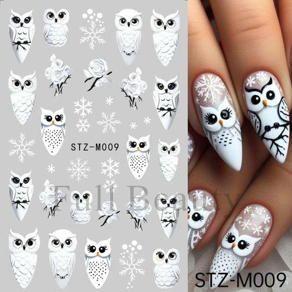 Nail Art Stickers, Christmas Cartoon Gingerbread Man Snowflake Lines Micro-Engraved Adhesive-Backed Nail Art Stickers