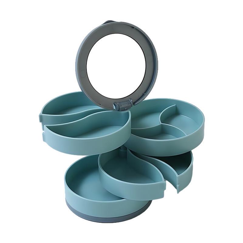 Drehbare mehrschichtige Schmuckaufbewahrungsbox: Staubdichter Organizer für Ohrringe, Armbänder, Ohrstecker, Halsketten