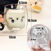 Creative Cute Cat Double-layer Coffee Mug Cartoon Couple Teacup Insulated Glass Mugs With Handle Household Office Drinkware