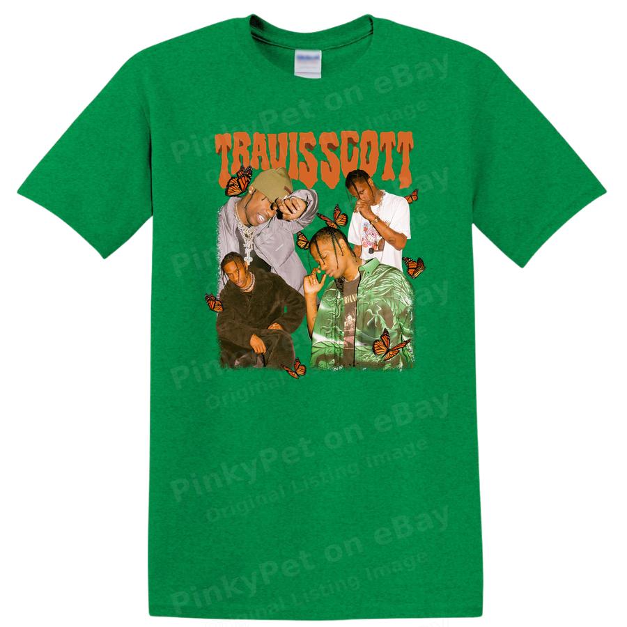 Travis Scott Graphic T Shirt Retro Butterfly Design Vintage Hip Hop Tee