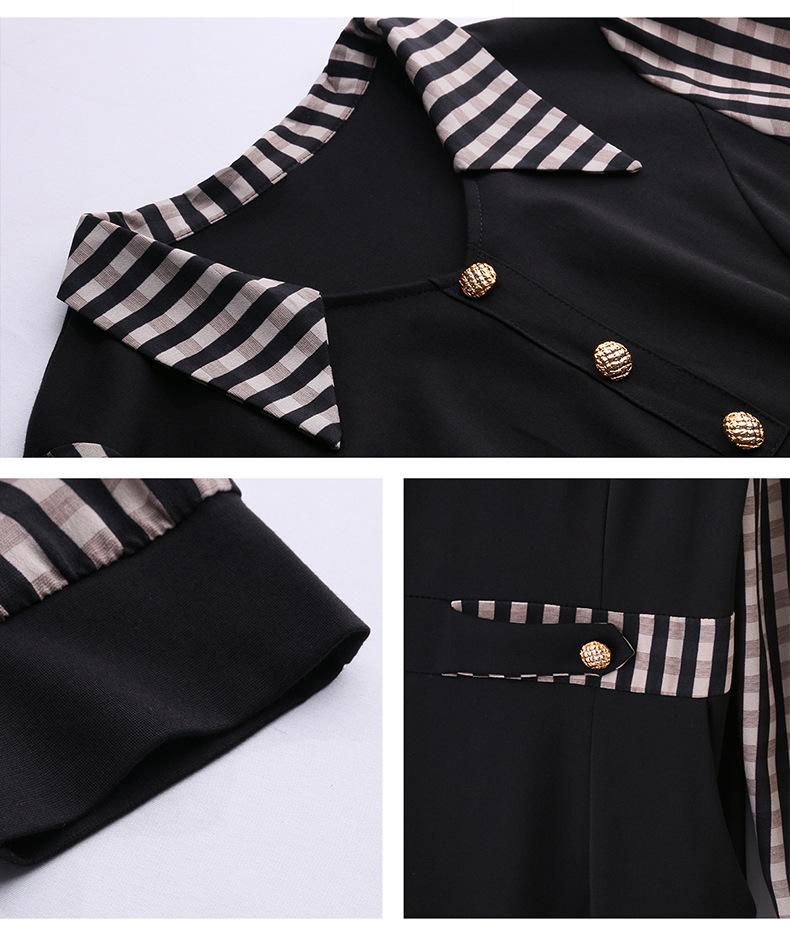 Vestido de Cuadros Primavera 2025: Elegante cuello vuelto para mujer, talla grande, diseño patchwork que estiliza la cintura (LX256)