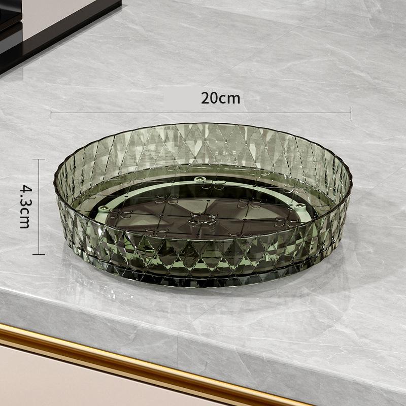 Diamond Texture 360° Rotating Storage Tray, Luxury Transparent Round Desktop Organizer Turntable for Cosmetics & Spice Bottles