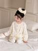 Spring And Summer New Children'S Gauze Pajamas Girls' Princess Style Lace Long-Sleeved Trousers Loungewear Set Loose And Thin
