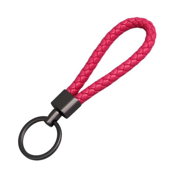 Keychain Lanyard Braided Rope Faux Leather Comfortable Grip Keychain Hanging Rope with Zinc Alloy
