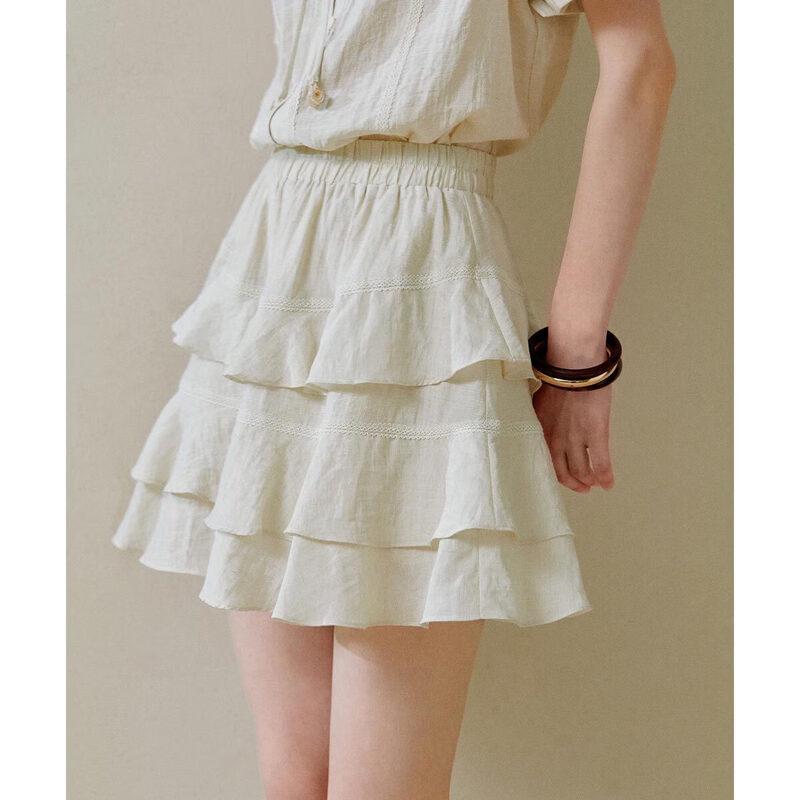 INMAN Women s Sweet-Cool Ruffle Tiered A-line Short Skirt M