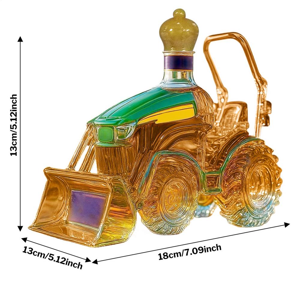 300ML 3D Tractor Decanter Tractor Shaped Whiskey Wine Bottle Glass Storage Ornament Decanter Decoration For Men Bar Cabinet
