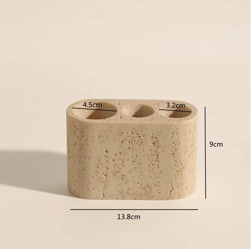 Beige Retro Cave Stone Soap Dispenser, Bathroom Accessories, Shampoo Dispenser, Storage Tray, Tissue Box, Toothbrush Holder