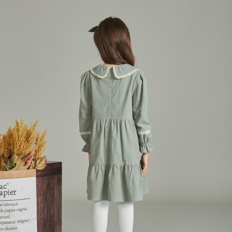 Hedgehog Kids Forest Corduroy Dress Mint