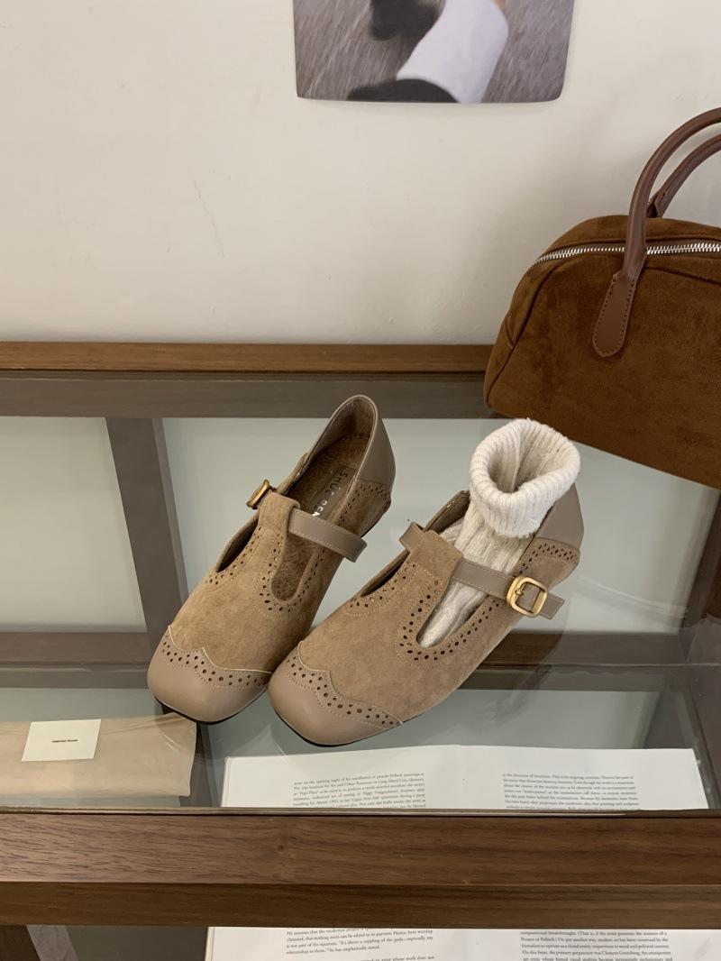

Retro T-buckle Mary Jane women s shoes in the autumn of 2025 new round head simple versatile buckle light mouth single shoes 39 хаки