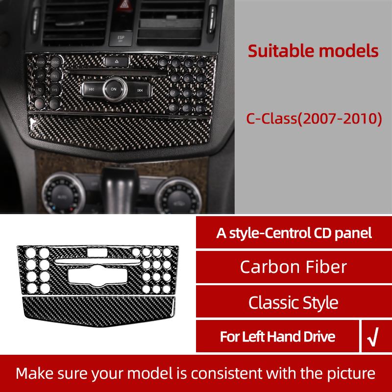 BETTERHUMZ For Mercedes Benz W204 C Class Accessories Carbon Fiber Central Control Gear Shifter Panel Trim Sticker Car Interior