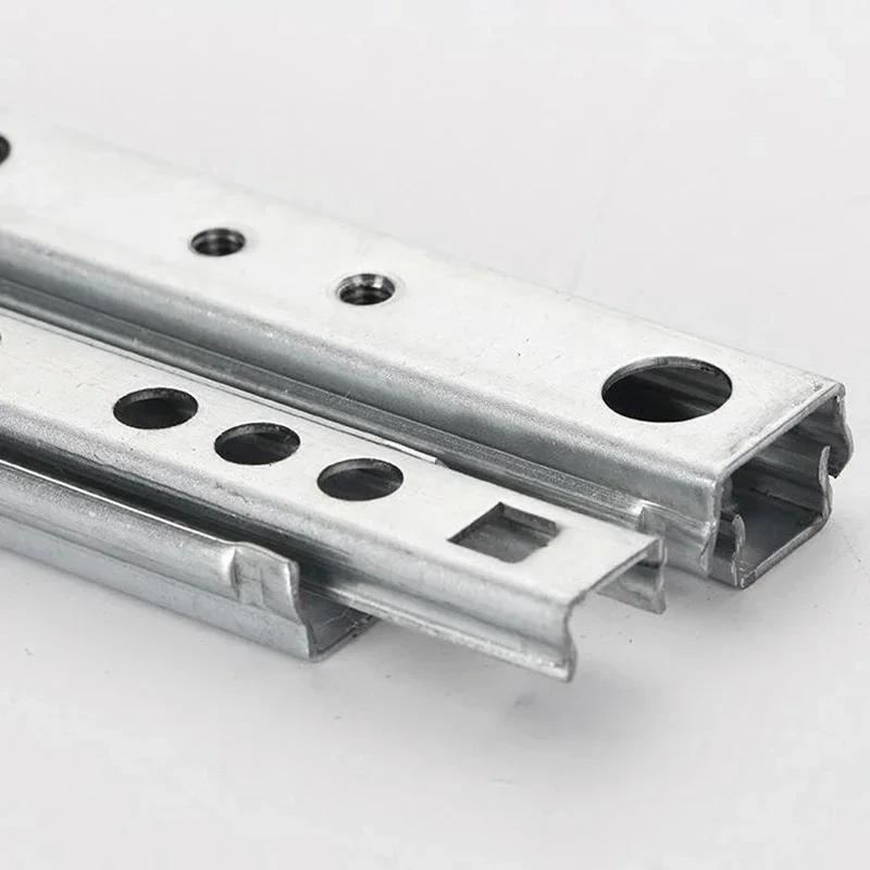 2pcs Steel Side Slide Rail Drawer Runners with Ball Bearing Groove for Smooth Silent Sliding Suitable for Furniture Drawers
