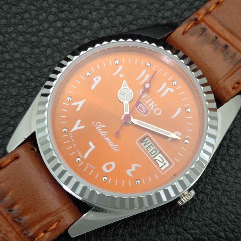 REFURBISHED SEIKO 5 AUTOMATIC 6309A VINTAGE JAPAN MENS ORANGE WATCH a442505-1