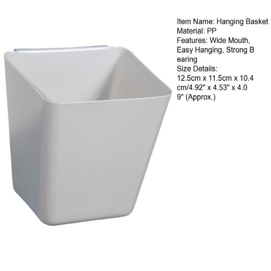Hängekorb mit Hakendesign, einfach aufzuhängen, große Kapazität, feuchtigkeitsbeständig, Aufbewahrung mit breiter Öffnung, platzsparender Aufbewahrungseimer aus Kunststoff für das Schlafzimmer