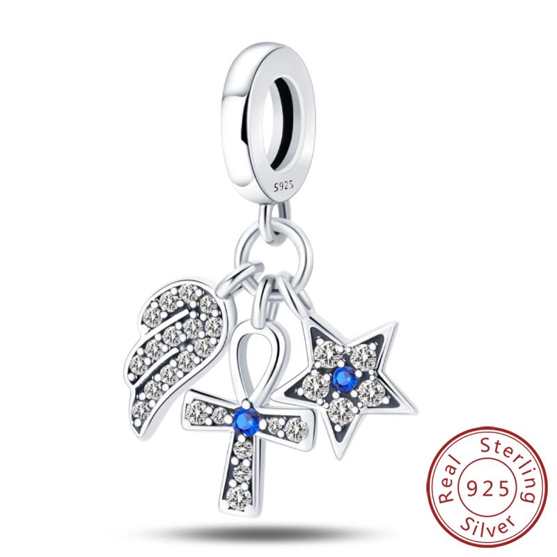 Original Copper Charm Beads Classic Cross Bible Guardian Angel Charms Pendants For Bracelet Diy Birthday Jewelry